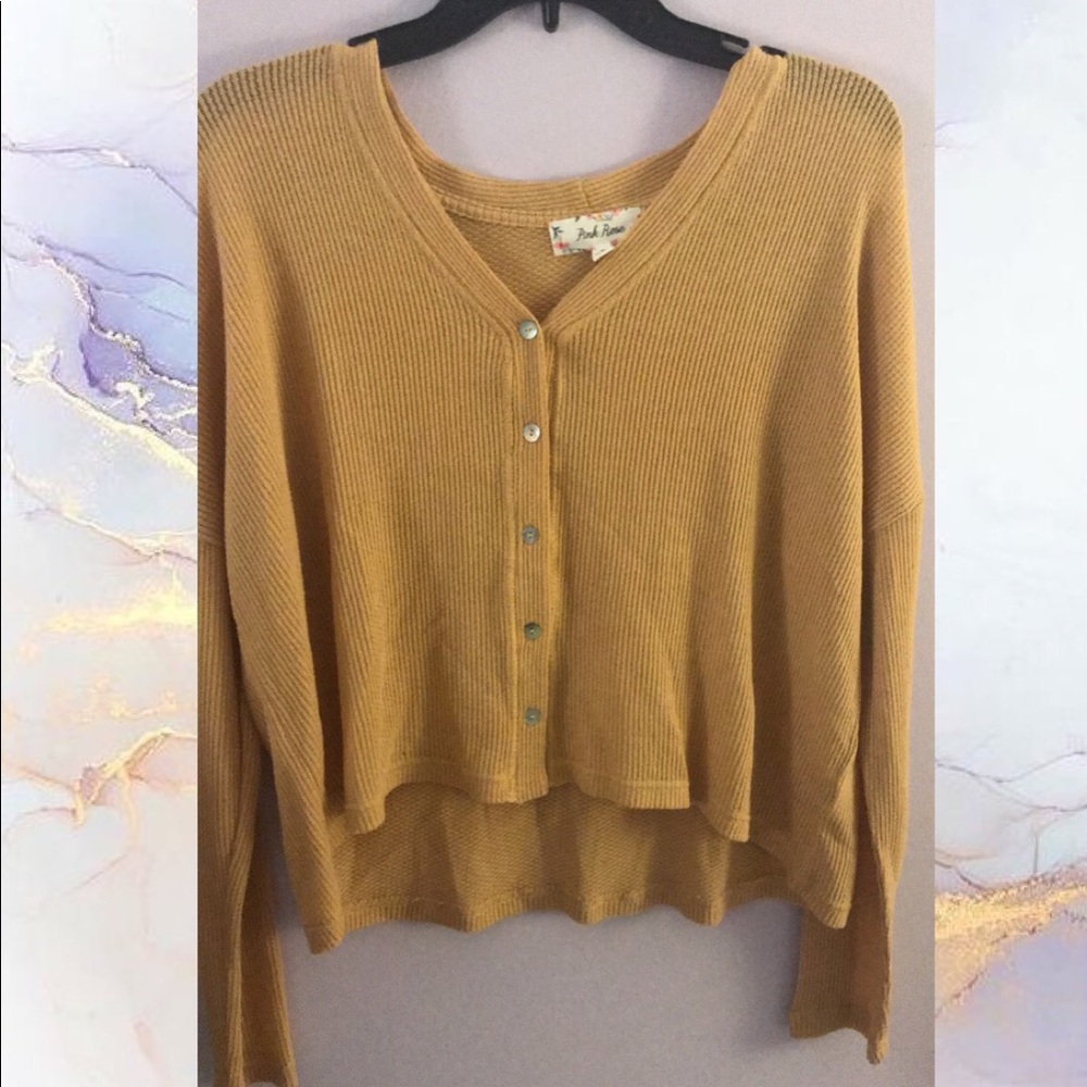Yellow button down top